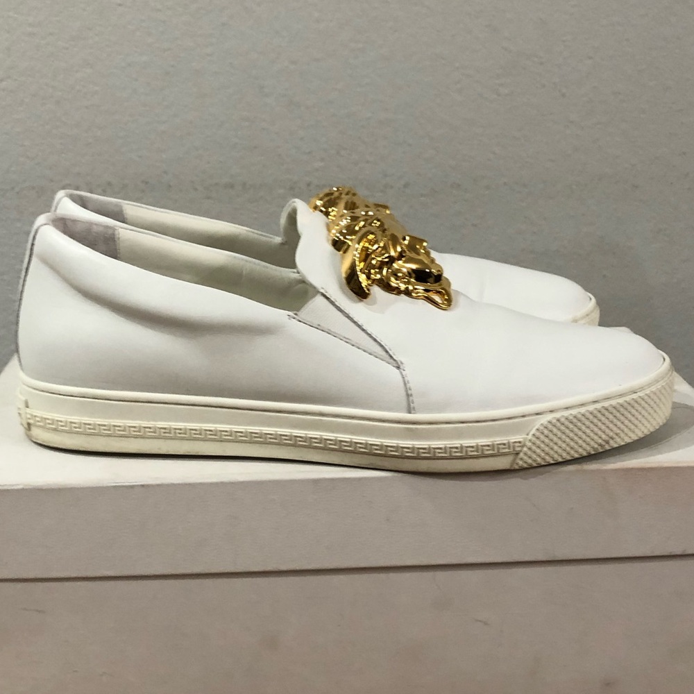 Versace White Sneakers with Gold Logo